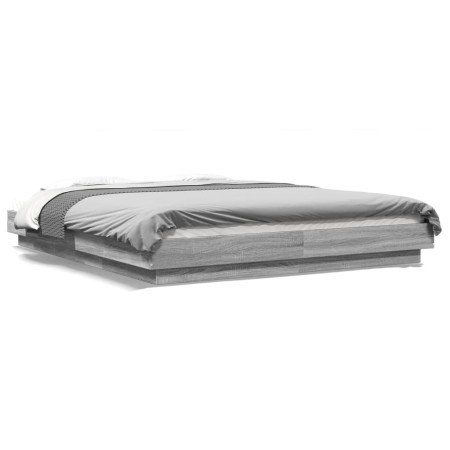 Estructura de cama madera de ingeniería gris Sonoma 160x200 cm de vidaXL, Camas y somieres - Ref: Foro24-3281180, Precio: 168...