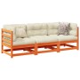 Set de sofás jardín 3 pzas con cojines madera pino marrón cera de vidaXL, Conjuntos de jardín - Ref: Foro24-3299269, Precio: ...