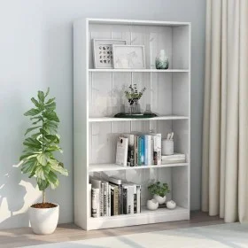 4-tier glossy white plywood shelf 80x24x142cm by vidaXL, Bookcases and shelves - Ref: Foro24-800915, Price: 75,85 €, Discount: %