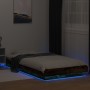 Estructura cama con luces LED madera roble ahumado 100x200 cm de vidaXL, Camas y somieres - Ref: Foro24-3281116, Precio: 156,...