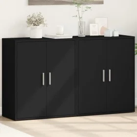 Aparador de madera de ingeniería 2 uds negro 60x31x70 cm by vidaXL, Sideboards - Ref: Foro24-3276540, Price: 143,47 €, Discou...