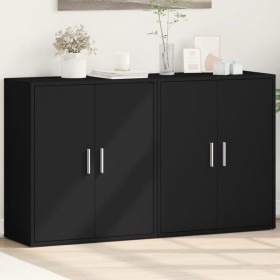 Aparador de madera de ingeniería 2 uds negro 60x31x70 cm de vidaXL, Aparadores - Ref: Foro24-3276540, Precio: 146,23 €, Descu...