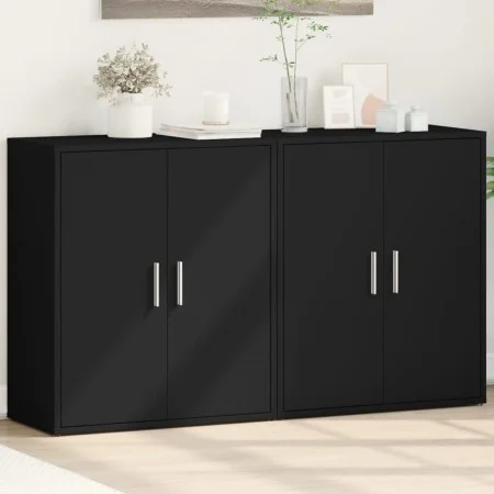 Aparador de madera de ingeniería 2 uds negro 60x31x70 cm de vidaXL, Aparadores - Ref: Foro24-3276540, Precio: 143,47 €, Descu...