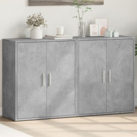 Aparador de madera ingeniería 2 uds gris hormigón 60x31x70 cm de vidaXL, Aparadores - Ref: Foro24-3276542, Precio: 122,88 €, ...