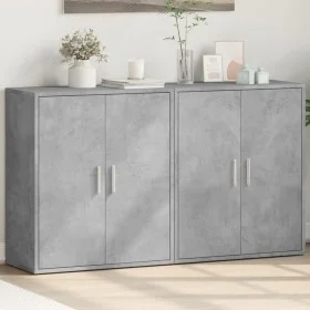 Holz-Sideboard, 2 Stück, grauer Beton-Look, 60x31x70 cm. von vidaXL, Sideboards - Ref: Foro24-3276542, Preis: 120,84 €, Rabat...