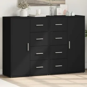 Aparadores 2 unidades madera de ingeniería negro 60x31x84 cm de vidaXL, Aparadores - Ref: Foro24-3276589, Precio: 188,19 €, D...