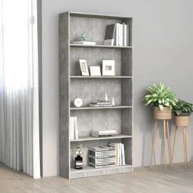 Estantería de 5 niveles contrachapada gris hormigón 80x24x175cm de vidaXL, Librerías y estanterías - Ref: Foro24-800922, Prec...