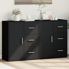 Aparador de madera de ingeniería 2 uds negro 60x31x70 cm de vidaXL, Aparadores - Ref: Foro24-3276554, Precio: 167,63 €, Descu...