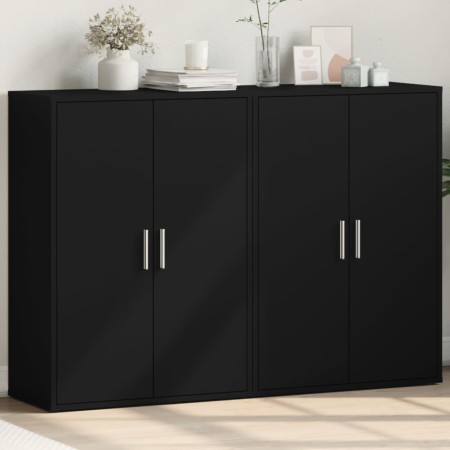 Aparadores 2 unidades madera de ingeniería negro 60x31x84 cm de vidaXL, Aparadores - Ref: Foro24-3276568, Precio: 155,59 €, D...