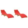 Tumbonas con cojines 2 uds madera maciza de acacia rojo de vidaXL, Tumbonas - Ref: Foro24-3214837, Precio: 331,16 €, Descuent...