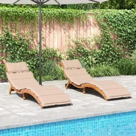 Liegestühle mit Kissen, 2 Stück Massivholz Akazie beige von vidaXL, Liegen - Ref: Foro24-3214835, Preis: 323,92 €, Rabatt: %