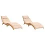 Liegestühle mit Kissen, 2 Stück Massivholz Akazie beige von vidaXL, Liegen - Ref: Foro24-3214835, Preis: 323,92 €, Rabatt: %