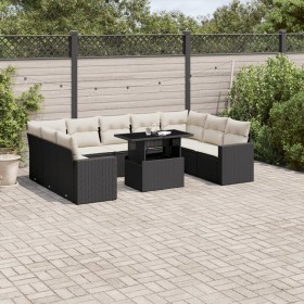 Set de sofás de jardín 10 pzas cojines ratán sintético negro de vidaXL, Conjuntos de jardín - Ref: Foro24-3267476, Precio: 59...