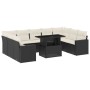 Set de sofás de jardín 10 pzas cojines ratán sintético negro de vidaXL, Conjuntos de jardín - Ref: Foro24-3267476, Precio: 59...