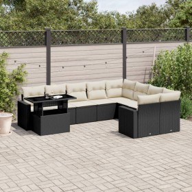 Set de sofás de jardín 10 pzas cojines ratán sintético negro de vidaXL, Conjuntos de jardín - Ref: Foro24-3267506, Precio: 59...
