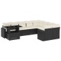 Set de sofás de jardín 10 pzas cojines ratán sintético negro de vidaXL, Conjuntos de jardín - Ref: Foro24-3267506, Precio: 59...