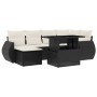 Set de sofás de jardín 7 pzas con cojines ratán sintético negro de vidaXL, Conjuntos de jardín - Ref: Foro24-3268676, Precio:...