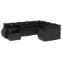Set de sofás de jardín 10 pzas cojines ratán sintético negro de vidaXL, Conjuntos de jardín - Ref: Foro24-3268765, Precio: 73...