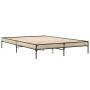 Estructura cama madera ingeniería metal roble Sonoma 150x200 cm de vidaXL, Camas y somieres - Ref: Foro24-845012, Precio: 89,...