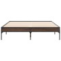 Estructura cama madera ingeniería metal marrón roble 120x190 cm de vidaXL, Camas y somieres - Ref: Foro24-845050, Precio: 83,...