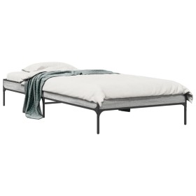 Estructura cama madera ingeniería metal gris Sonoma 75x190 cm de vidaXL, Camas y somieres - Ref: Foro24-845059, Precio: 61,12...
