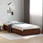 Estructura cama madera ingeniería metal marrón roble 90x190 cm de vidaXL, Camas y somieres - Ref: Foro24-845120, Precio: 71,7...