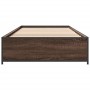 Estructura cama madera ingeniería metal marrón roble 90x190 cm de vidaXL, Camas y somieres - Ref: Foro24-845120, Precio: 71,7...