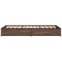 Estructura cama madera ingeniería metal marrón roble 90x190 cm de vidaXL, Camas y somieres - Ref: Foro24-845120, Precio: 71,7...