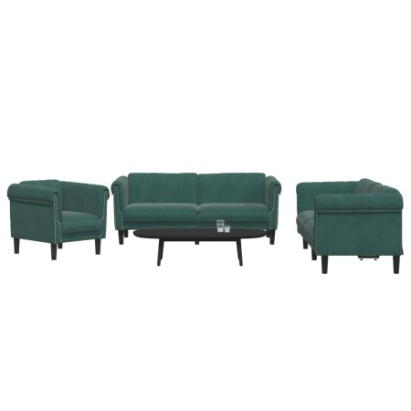 Juego de sofás 3 piezas terciopelo verde oscuro de vidaXL, Sofás - Ref: Foro24-3209211, Precio: 746,38 €, Descuento: %