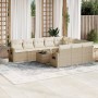 Set de sofás de jardín 11pzas con cojines ratán sintético beige en Conjuntos de jardín | Comprar online en Foru.es