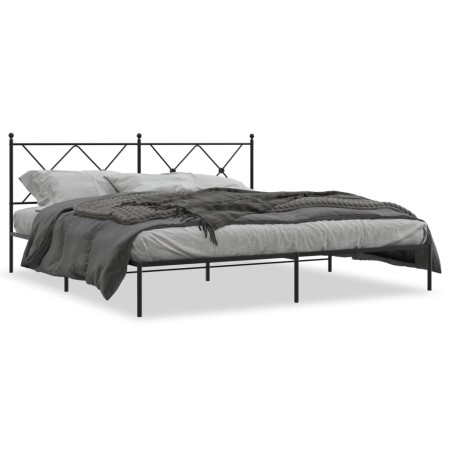 Estructura de cama con cabecero metal negro 183x213 cm de vidaXL, Camas y somieres - Ref: Foro24-376507, Precio: 123,59 €, De...
