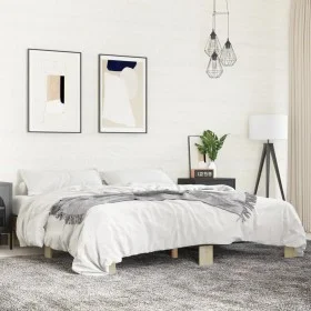 Sonoma oak metal engineered wood bed frame 180x200 cm by vidaXL, Beds and slatted bases - Ref: Foro24-3280223, Price: 127,68 ...