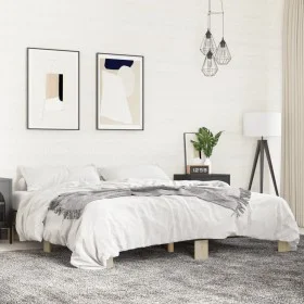 Estructura cama madera ingeniería metal roble Sonoma 160x200 cm de vidaXL, Camas y somieres - Ref: Foro24-3280228, Precio: 12...