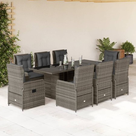 Set comedor jardín 9 pzas y cojines ratán sintético gris de vidaXL, Conjuntos de jardín - Ref: Foro24-3262784, Precio: 1,00 €...