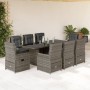 Set comedor jardín 9 pzas y cojines ratán sintético gris de vidaXL, Conjuntos de jardín - Ref: Foro24-3262784, Precio: 1,00 €...