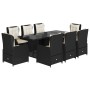 Set de comedor de jardín 9 pzas y cojines ratán sintético negro de vidaXL, Conjuntos de jardín - Ref: Foro24-3262778, Precio:...