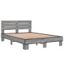 Estructura cama madera ingeniería metal gris Sonoma 135x190 cm de vidaXL, Camas y somieres - Ref: Foro24-3280165, Precio: 143...