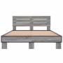 Estructura cama madera ingeniería metal gris Sonoma 135x190 cm de vidaXL, Camas y somieres - Ref: Foro24-3280165, Precio: 143...