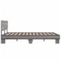 Estructura cama madera ingeniería metal gris Sonoma 135x190 cm de vidaXL, Camas y somieres - Ref: Foro24-3280165, Precio: 143...