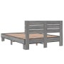 Estructura cama madera ingeniería metal gris Sonoma 135x190 cm de vidaXL, Camas y somieres - Ref: Foro24-3280165, Precio: 143...