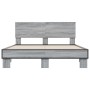 Estructura cama madera ingeniería metal gris Sonoma 120x200 cm de vidaXL, Camas y somieres - Ref: Foro24-3280200, Precio: 145...