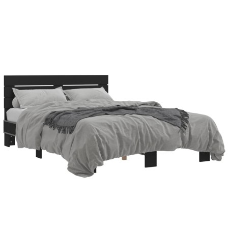 Estructura de cama madera de ingeniería y metal negro 140x190cm de vidaXL, Camas y somieres - Ref: Foro24-3280167, Precio: 14...
