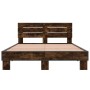 Estructura cama madera ingeniería metal roble ahumado 120x190cm de vidaXL, Camas y somieres - Ref: Foro24-3280159, Precio: 13...