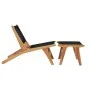 Tumbona con reposapiés madera maciza de teca y cuerda de vidaXL, Tumbonas - Ref: Foro24-49368, Precio: 205,22 €, Descuento: %