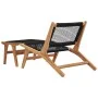 Tumbona con reposapiés madera maciza de teca y cuerda de vidaXL, Tumbonas - Ref: Foro24-49368, Precio: 205,22 €, Descuento: %