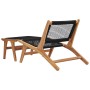 Tumbona con reposapiés madera maciza de teca y cuerda de vidaXL, Tumbonas - Ref: Foro24-49368, Precio: 208,92 €, Descuento: %