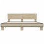 Estructura cama madera ingeniería metal roble Sonoma 180x200 cm de vidaXL, Camas y somieres - Ref: Foro24-3280178, Precio: 15...