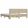Estructura cama madera ingeniería metal roble Sonoma 180x200 cm de vidaXL, Camas y somieres - Ref: Foro24-3280178, Precio: 15...