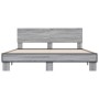 Estructura cama madera ingeniería metal gris Sonoma 150x200 cm de vidaXL, Camas y somieres - Ref: Foro24-3280190, Precio: 151...