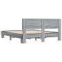 Estructura cama madera ingeniería metal gris Sonoma 150x200 cm de vidaXL, Camas y somieres - Ref: Foro24-3280190, Precio: 151...